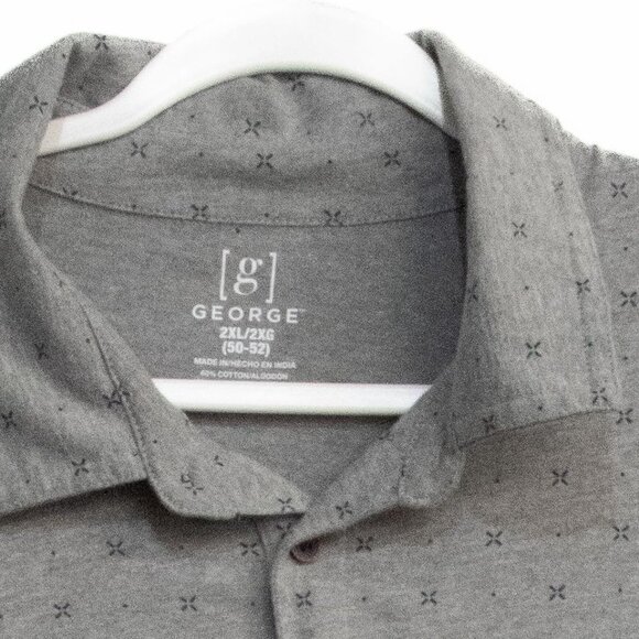 George Gray Polo Shirt With Small Cross Pattern Size 2XL (50-52) Cotton Blend Ca - Picture 2 of 8